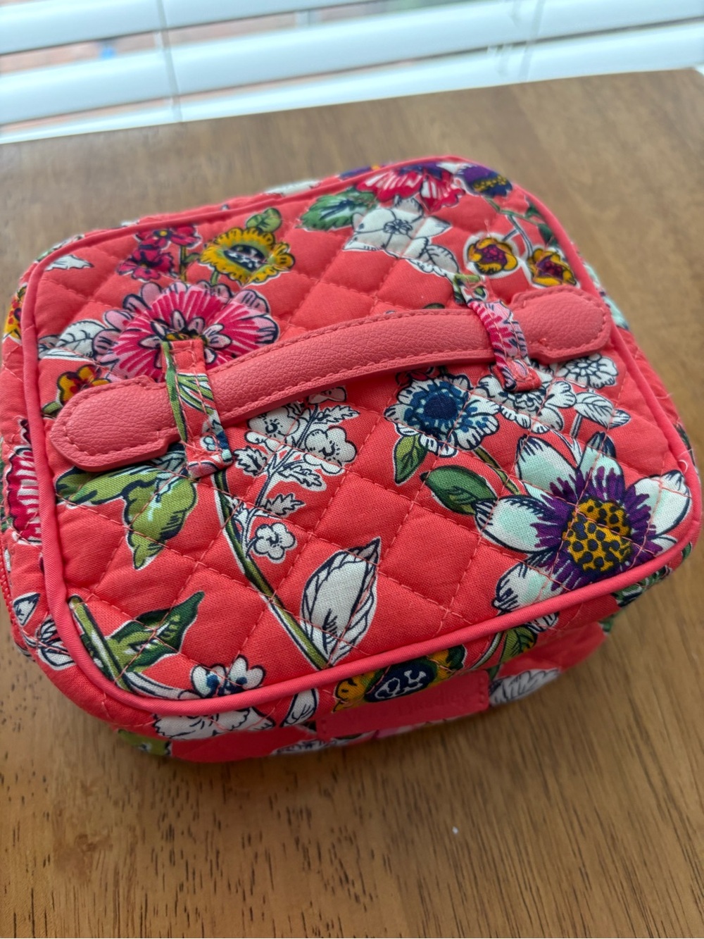 Vera Bradley Quilted Floral Jewelry Case - Coral Orange/Pink